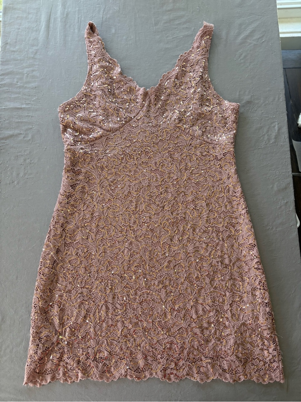 bebe Pink Lace Sequin Mini Dress